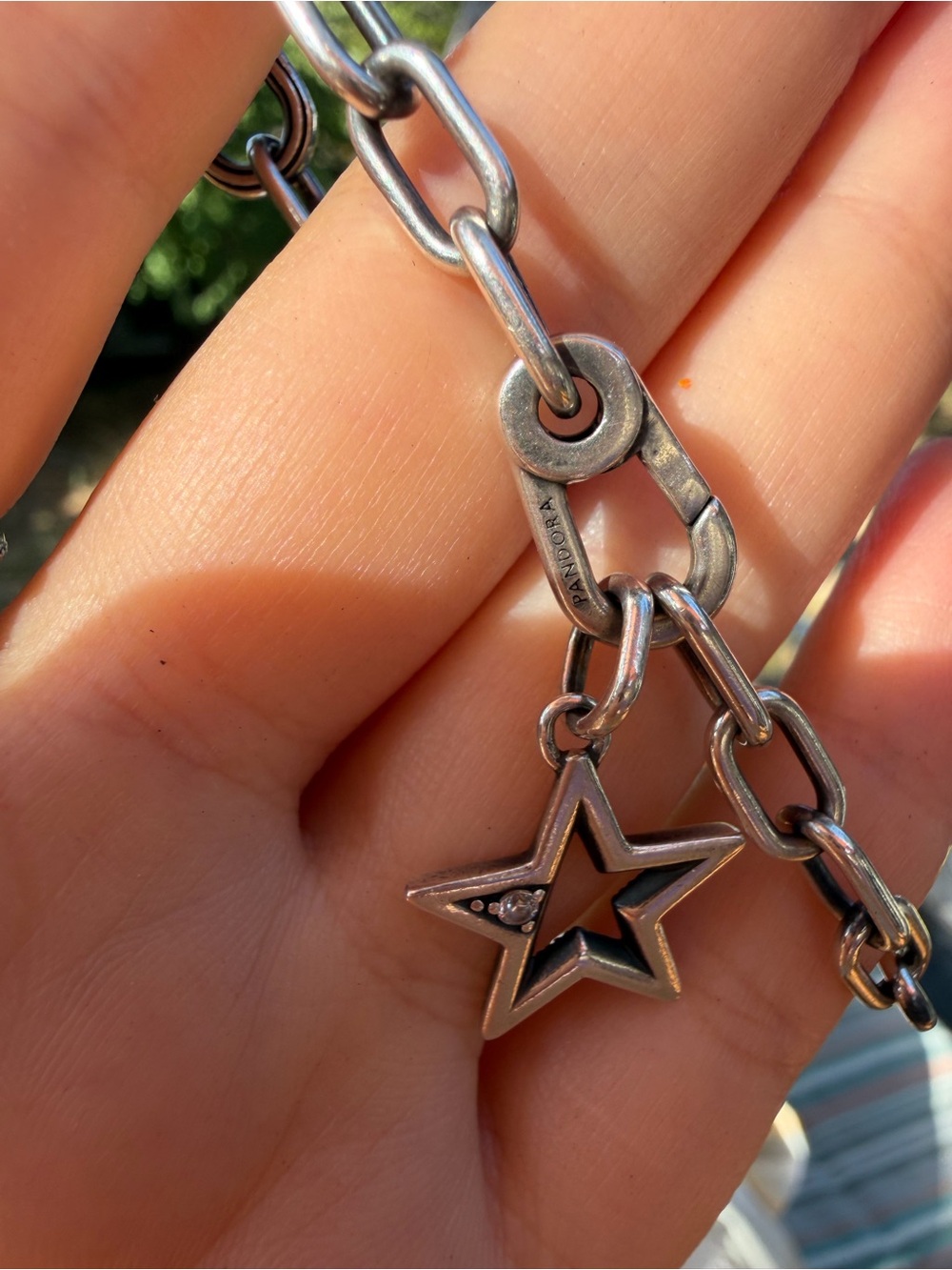 Pandora Sterling Silver Chain Bracelet with Star Charm S925 ALE - Picture 5 of 13
